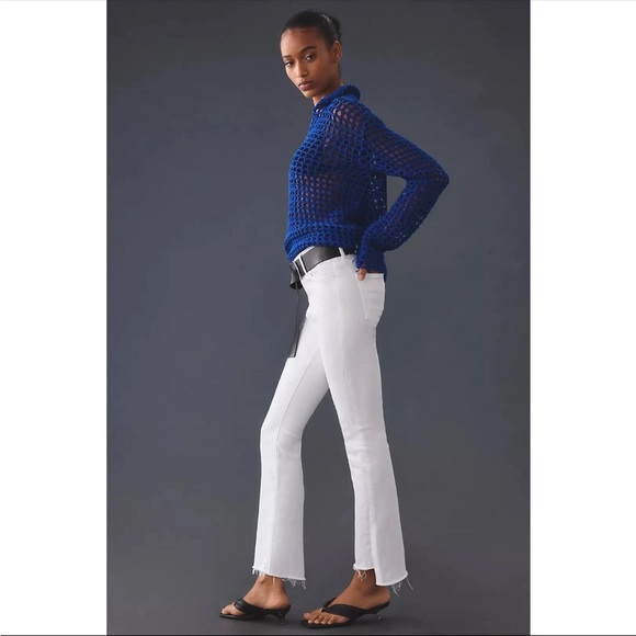 Mother The Insider Crop Step Fray in White Size 30